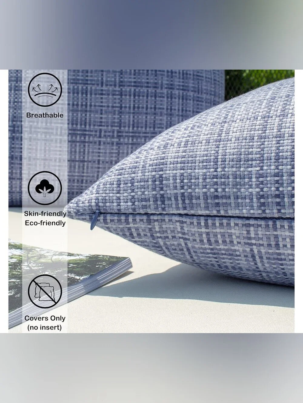 Blue Patterned Outdoor Lumbar Pillow Cover Set Of 2 Lumbar 20x12